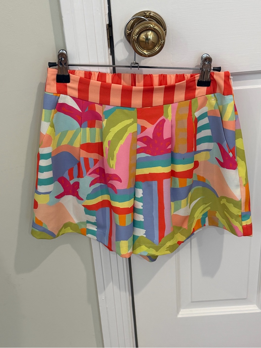 CROSBY by Mollie Burch Vibrant Multicolor Abstract Stripe Floral Shorts